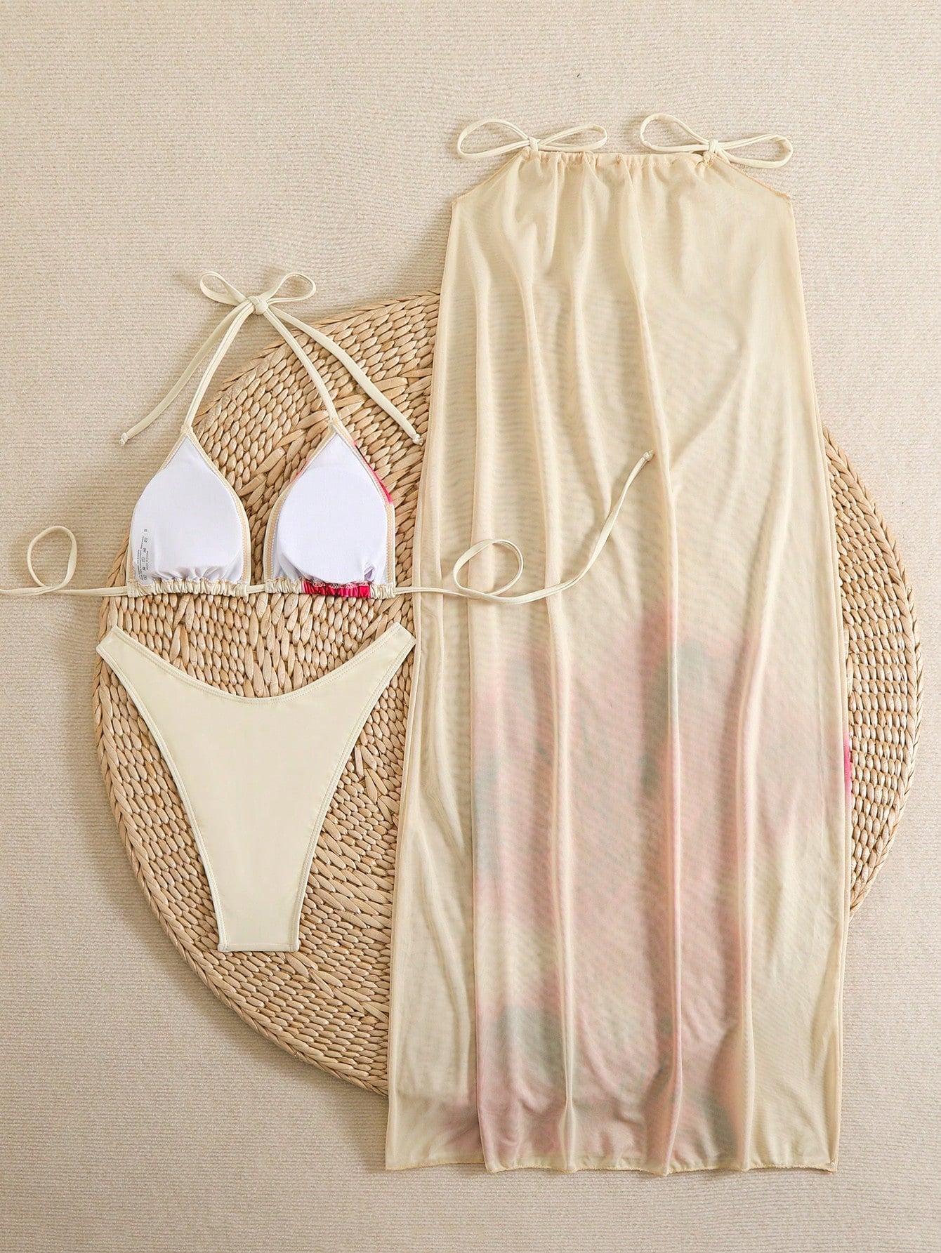 Boho Chic 3-delige Bikini Set – met bijpassende sarong
