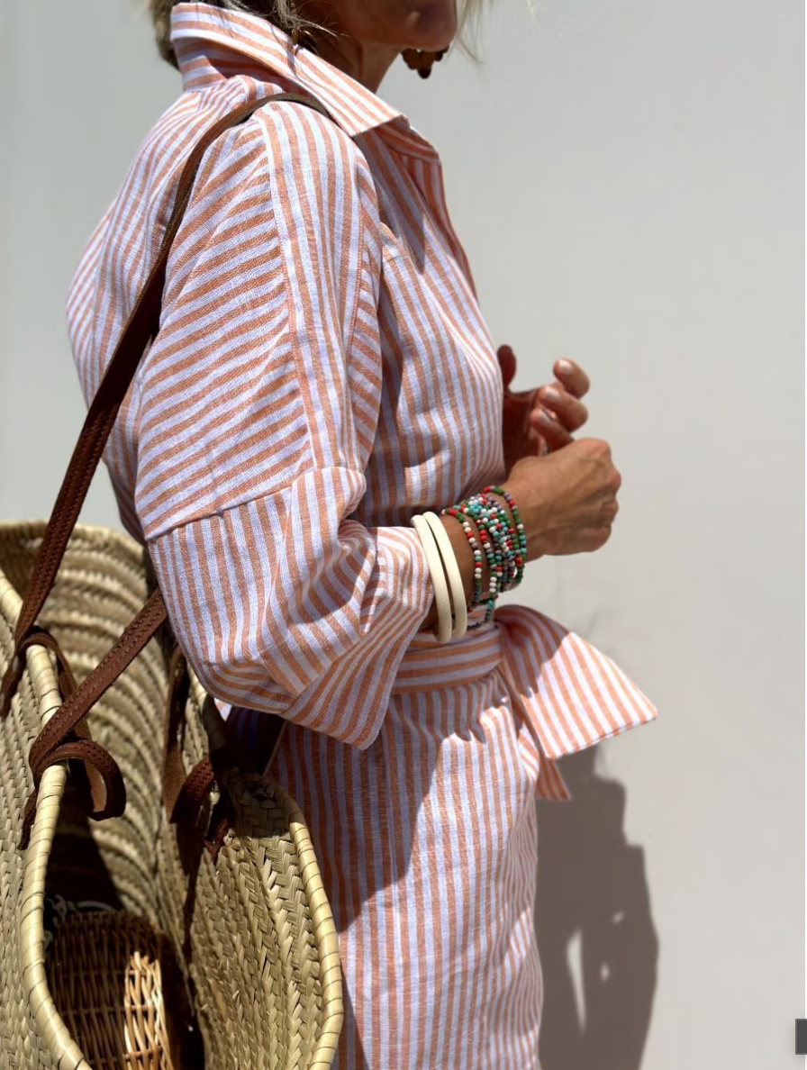 Gestreepte Lace-Up overhemdjurk