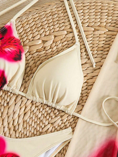 Boho Chic 3-delige Bikini Set – met bijpassende sarong